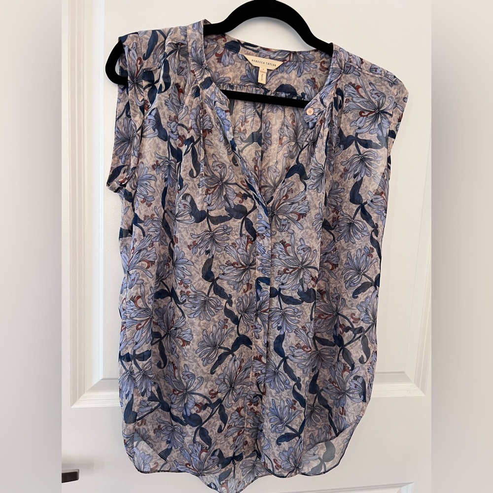 Rebecca Taylor silk print blouse size 2 wild flowers